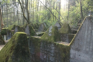 The so-called 'Dragon teeth' of the Siegfried Line at Roetgen. These concrete structures were the tank stoppers